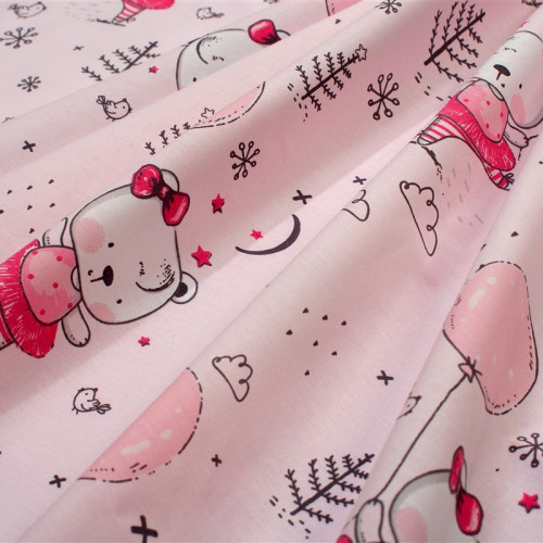 Dimcol Σεντονάκι Λίκνου bebe Ballerina Bear 598 80X110 Pink 100% Cotton 31112020077