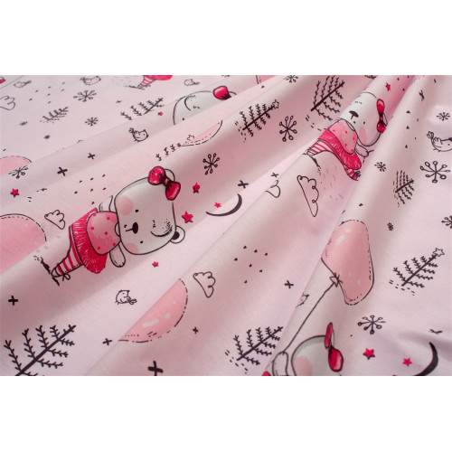 Dimcol Σεντονάκι Λίκνου bebe Ballerina Bear 598 80X110 Pink 100% Cotton 31112020077