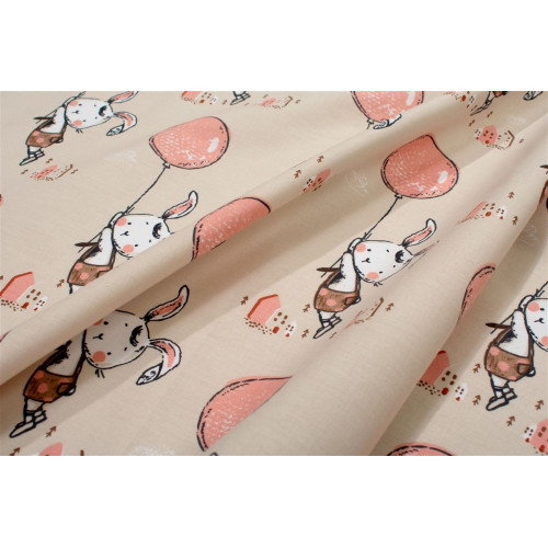 Dimcol Σεντονάκι Λίκνου bebe Floating Bunny 714 80X110 Beige-Salmon 100% Cotton 31112020082