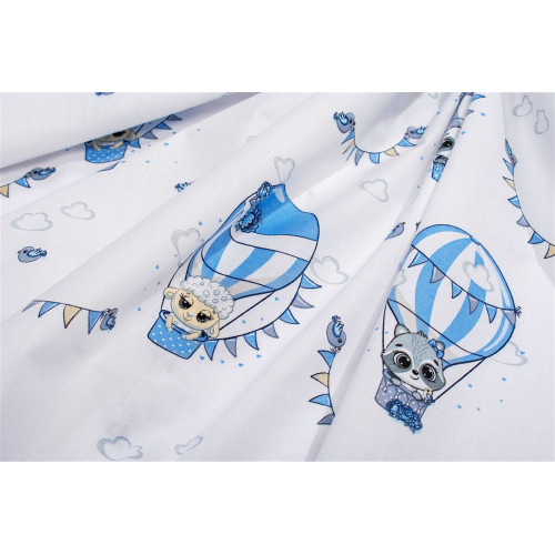 Dimcol Σεντονάκι Λίκνου bebe The Floating Zoo 596 80X110 White-Blue 100% Cotton 31112020075