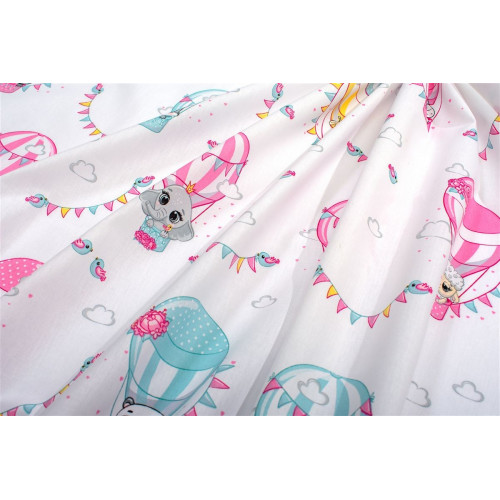 Dimcol Σεντονάκι Λίκνου bebe The Floating Zoo 597 80X110 White-Pink 100% Cotton 31112020076