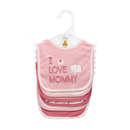 Dimcol Σαλιάρα Interlock & Επένδυση Terry με Velcro bebe Σετ 6 Τεμ. Elephant 22 30X20 Pink 60/40 Cott/Pol 31300702004
