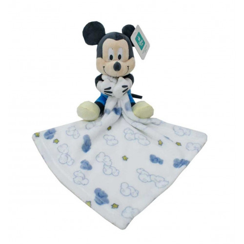 Dimcol Λούτρινο Disney Home με Πανάκι Παρηγορίας Coral Fleece Εμπριμέ bebe Mickey 36 Ύψος 25 cm White-Blue 100% Polyester 51411802002