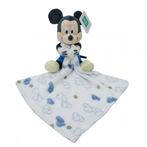 Dimcol Λούτρινο Disney Home με Πανάκι Παρηγορίας Coral Fleece Εμπριμέ bebe Mickey 36 Ύψος 25 cm White-Blue 100% Polyester 51411802002