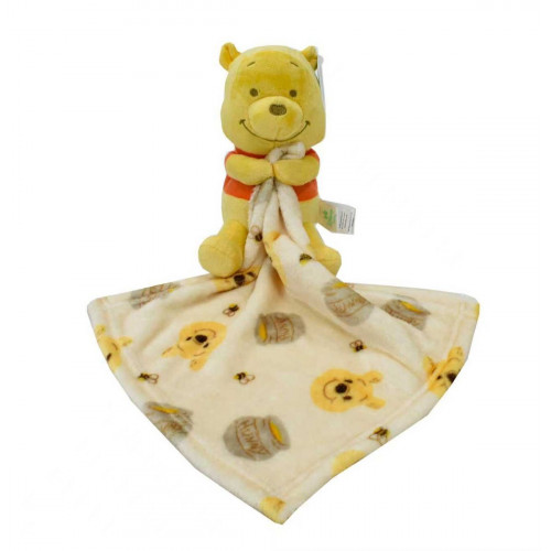 Dimcol Λούτρινο Disney Home με Πανάκι Παρηγορίας Coral Fleece Εμπριμέ Winnie 38 Ύψος 25 cm Yellow 100% Polyester 51411802004