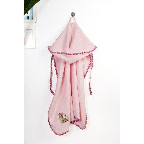 Dimcol Κάπα Με Κέντημα bebe Giraffe 171 75X85 Pink 100% Cotton 31141429026