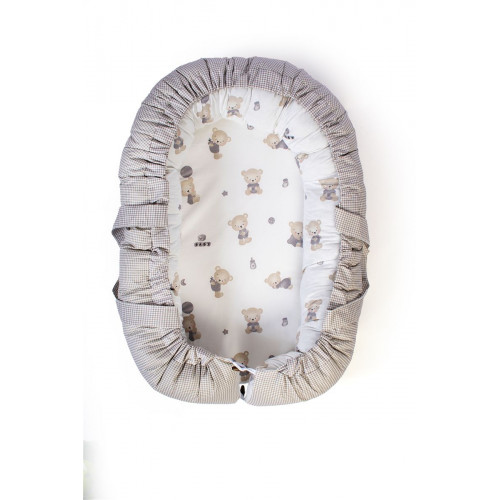 Dimcol Φωλιά Ύπνου bebe Bear's Nest 05 85x60x15 White-Grey 100% Cotton 31114058005