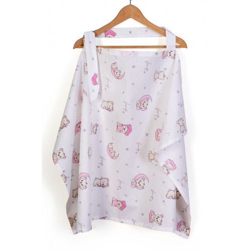 Dimcol Ποδιά Θηλασμού bebe Bear's Nest 04 105x70 White-Pink 100% Cotton 311151811004