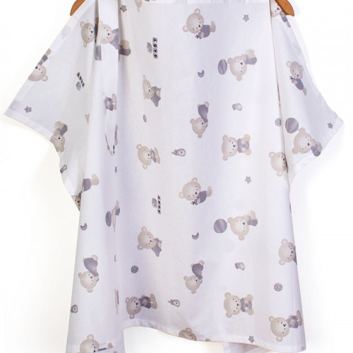 Dimcol Ποδιά Θηλασμού bebe Bear's Nest 05 105x70 White-Grey 100% Cotton 311151811005