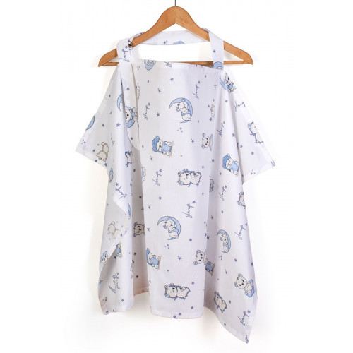 Dimcol Ποδιά Θηλασμού bebe Bear's Nest 03 105x70 White-Sky Blue 100% Cotton 311151811003