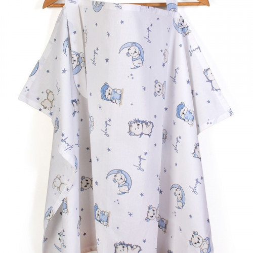 Dimcol Ποδιά Θηλασμού bebe Bear's Nest 03 105x70 White-Sky Blue 100% Cotton 311151811003