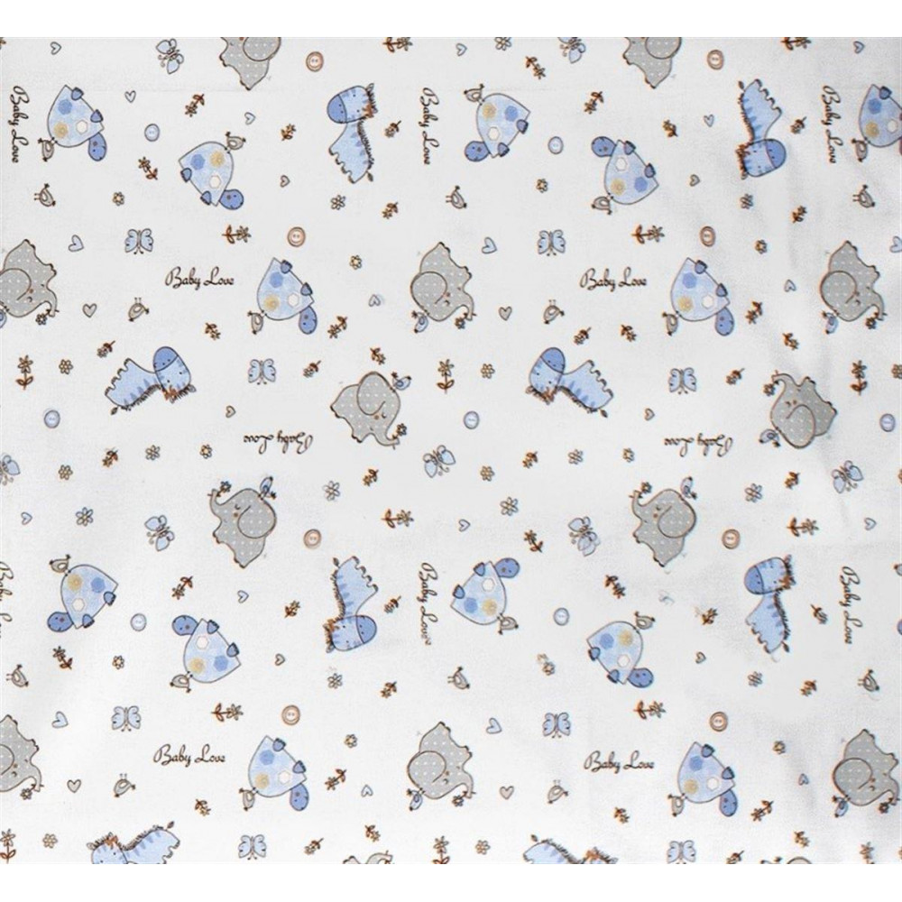 Dimcol Πάνα Φανέλα bebe Elephant 074 80X80 White-Sky Blue 100% Cotton Flannel 31211328023