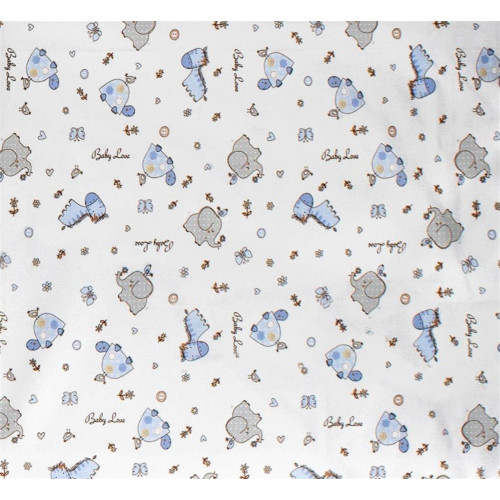 Dimcol Πάνα Φανέλα bebe Elephant 074 80X80 White-Sky Blue 100% Cotton Flannel 31211328023